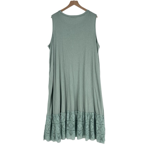 LOGO‎ Linens Lori Goldstein Sleeveless Aqua Teal Midi Dress Lace Hem Flowy 3X - Picture 2 of 12
